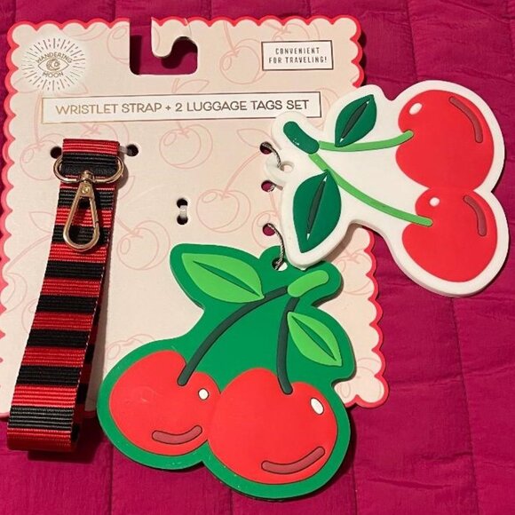 BRAND NEW ~ CHERRY / CHERRIES / TRAVEL / TRAVELING BAG TAGS & WRISTLET STRAP SET - Picture 11 of 11